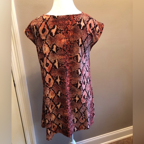 Snakeskin Maroon Pink Top w/ Beaded Medallion RanchoEstancia Large - Picture 2 of 7